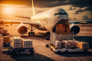 Air Freight Fast Shipping Cargo plane on tarmac