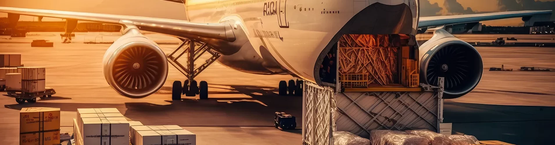 Air Freight Fast Shipping Cargo plane on tarmac