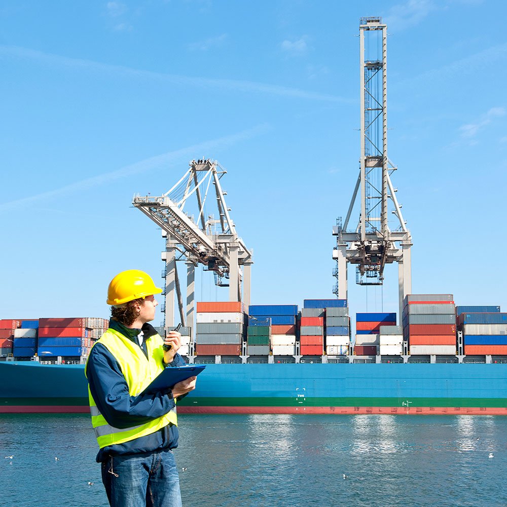 Inspection of a freight forwarding ship